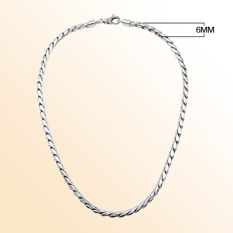 Handcrafted Sterling Silver Bali Hand Crafted 6MM Rope Link Chain Necklace Lobster Clasp