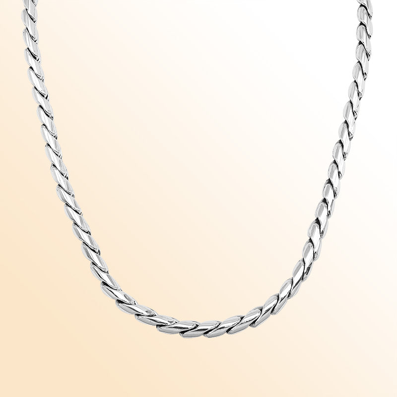 Handcrafted Sterling Silver Bali Necklace Chain With Reflective Links And Lobster Clasp.