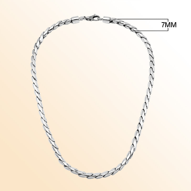 Handcrafted Sterling Silver Bali Necklace Chain With Reflective Links And Lobster Clasp.