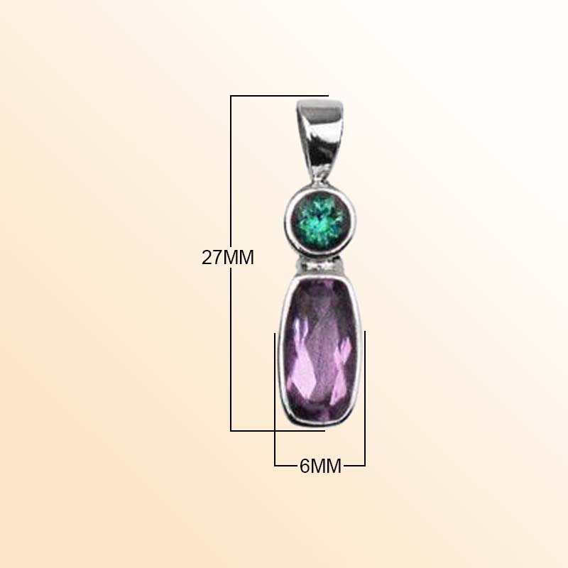 Handcrafted Sterling Silver Duo Pendant With Green Quartz And Amethyst Quartz