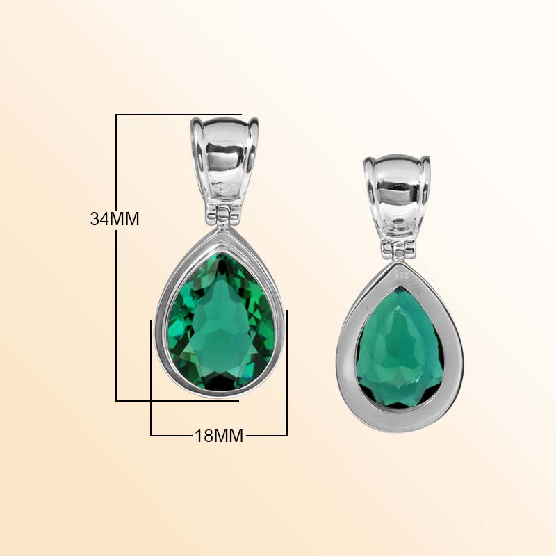 Handcrafted Sterling Silver Green Quartz Pear Pendant Featuring Radiant Faceted Teardrop In Sleek Bezel Setting