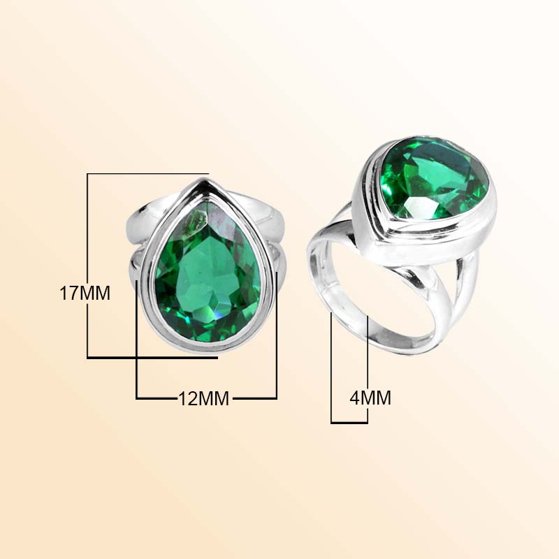 Sterling Silver Ring With Green Quartz, Teardrop Bezel Design, Smooth Polished Finish, Handcrafted In Bali