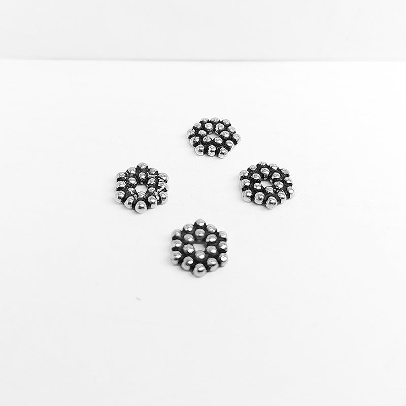 Beaded ring style spacer bead with center hole, Silver Overlay Over Copper, handcrafted in India for elegant jewelry designs.