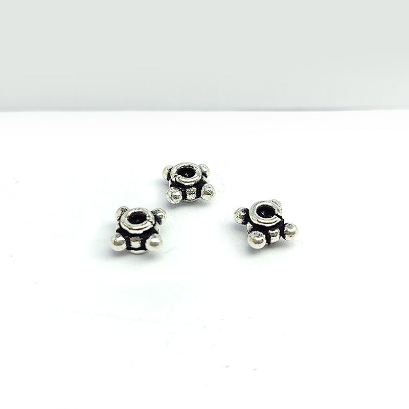 Silver Overlay Over Copper classic beaded spacer charm, handcrafted in India for handmade jewelry designs.
