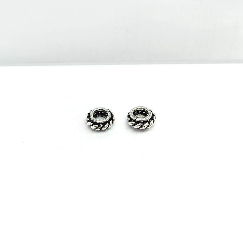 Silver Overlay Over Copper rope border spacer charm, handcrafted in India for handmade jewelry designs.