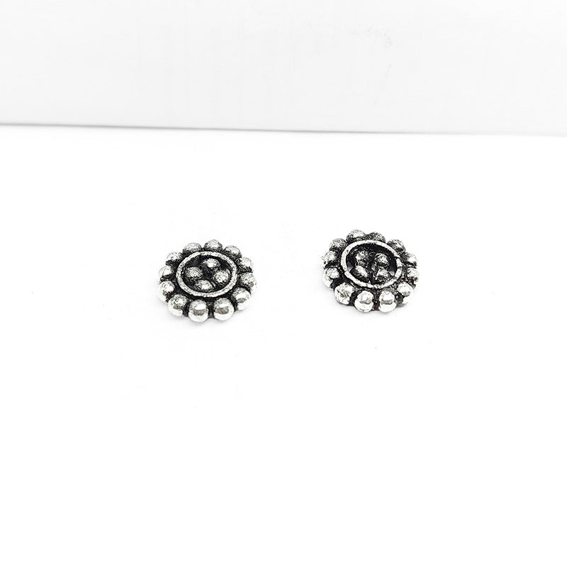 Silver Overlay Over Copper decorative beaded spacer charm, handcrafted in India for handmade jewelry designs.