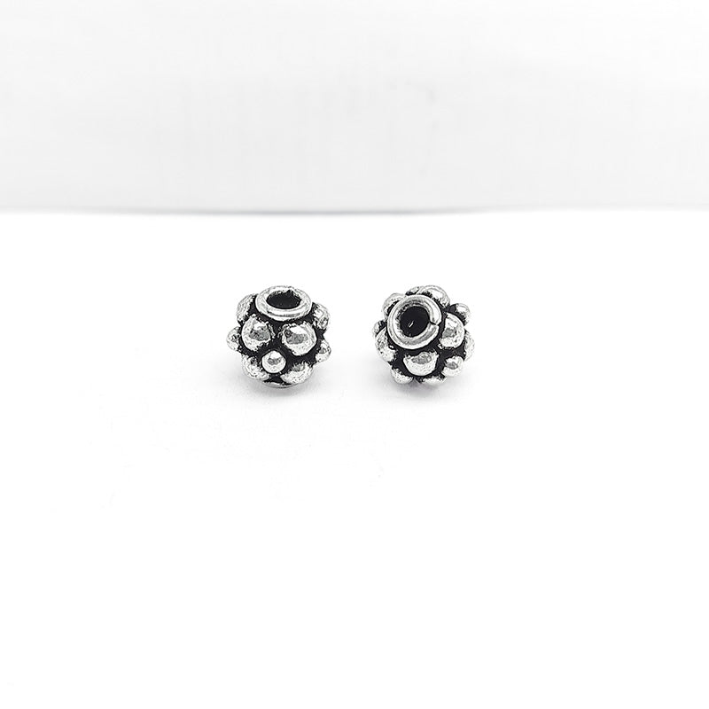Silver Overlay Over Copper floral cluster spacer charm, handcrafted in India for handmade jewelry designs.