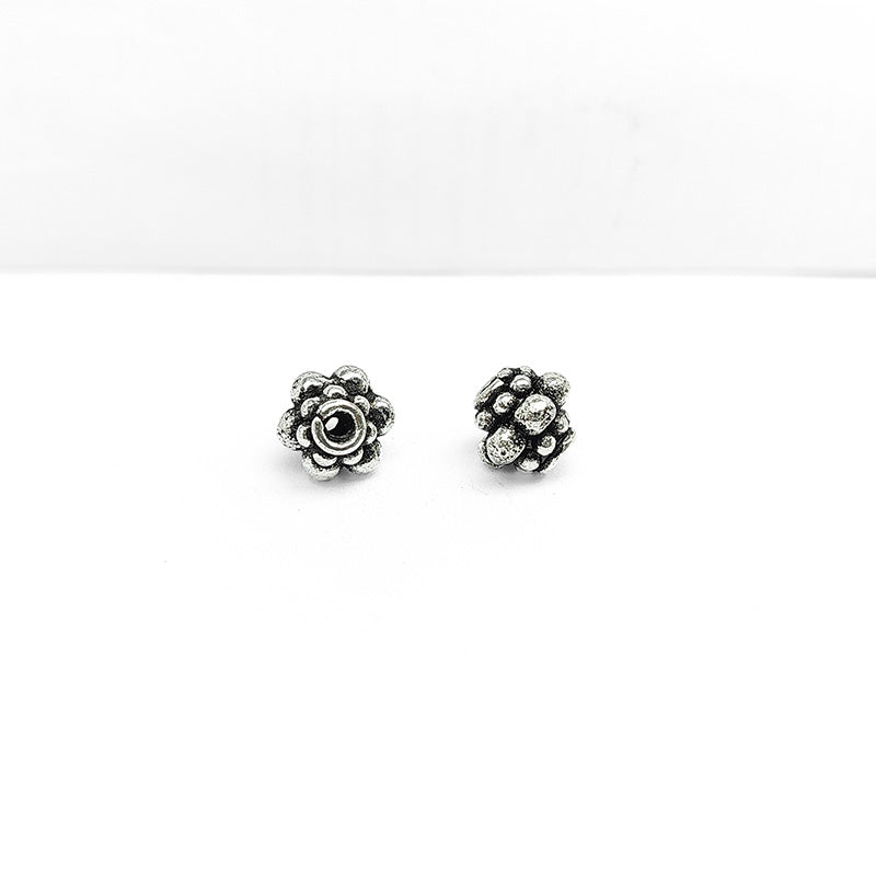 Silver Overlay Over Copper decorative rounded jewelry accent with oxidized surface handcrafted in India