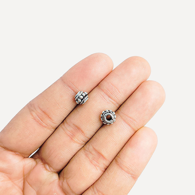 Elegant Silver Overlay Over Copper Braided Texture Jewelry Spacers – Handcrafted Artistry From India