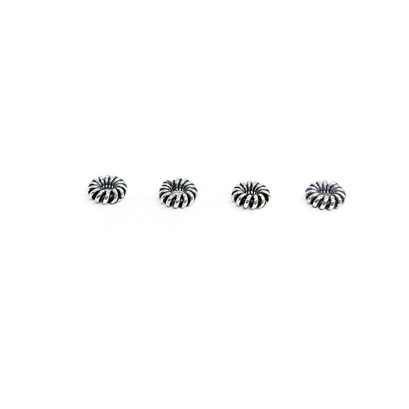Silver Overlay Over Copper decorative spacer with twisted ring texture and oxidized surface handcrafted in India