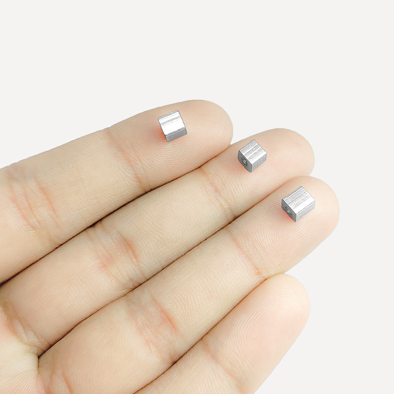 Silver Overlay Over Copper square bead handcrafted in India, polished metallic finish jewelry making component.