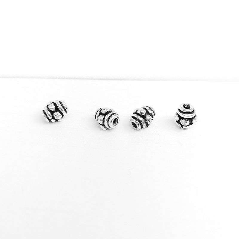Silver Overlay Over Copper dome spacer bead handcrafted in India, raised dot detailing jewelry making component.