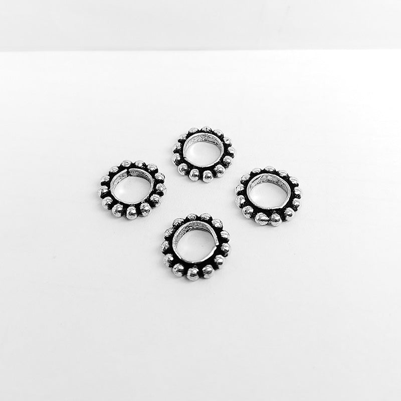 Silver Overlay Over Copper beaded ring spacer handcrafted in India, decorative metallic finish jewelry making component.