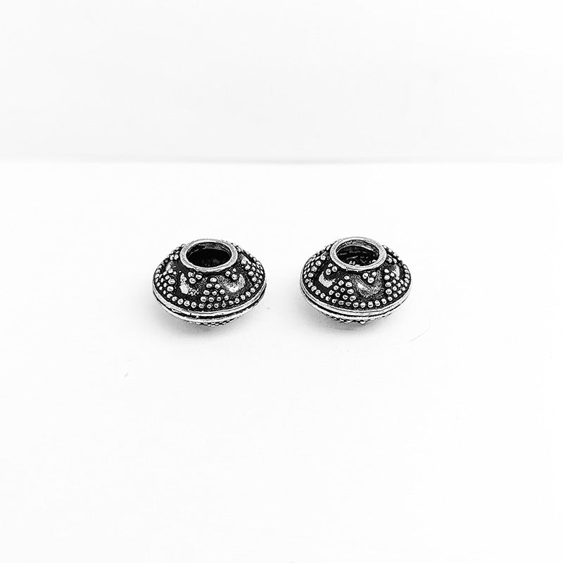 Silver Overlay Over Copper beaded dome spacer bead handcrafted in India, decorative metallic finish jewelry making component.