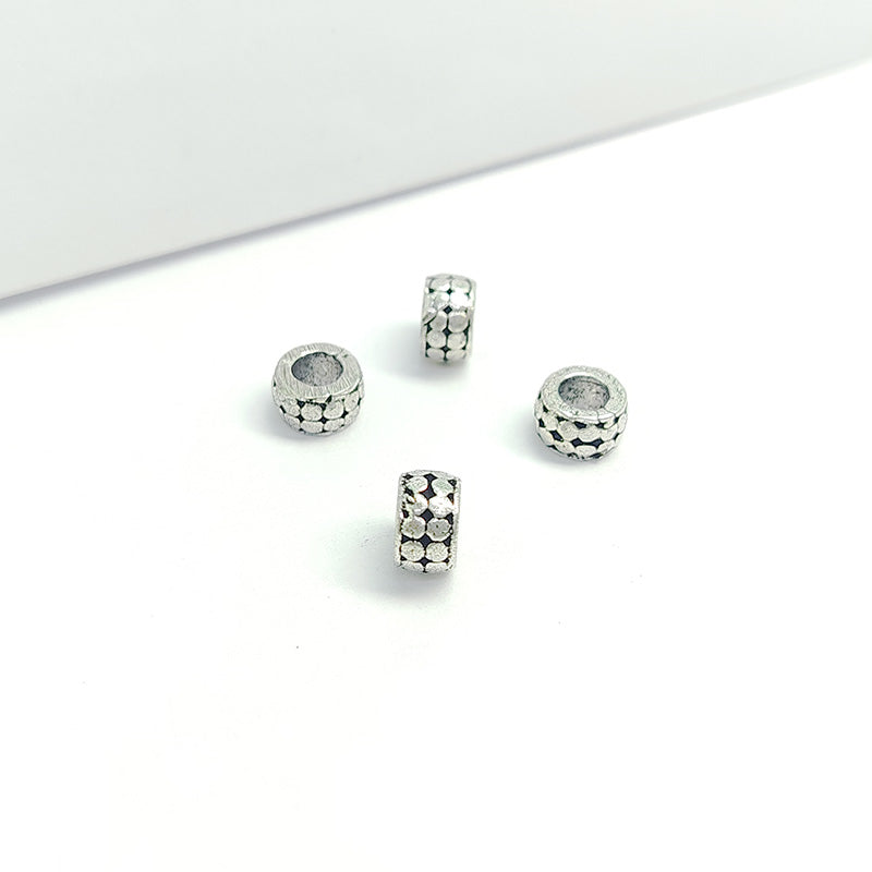 Silver Overlay Over Copper Handcrafted Spacer Beads With Oxidized Finish Made In India For Jewelry Making