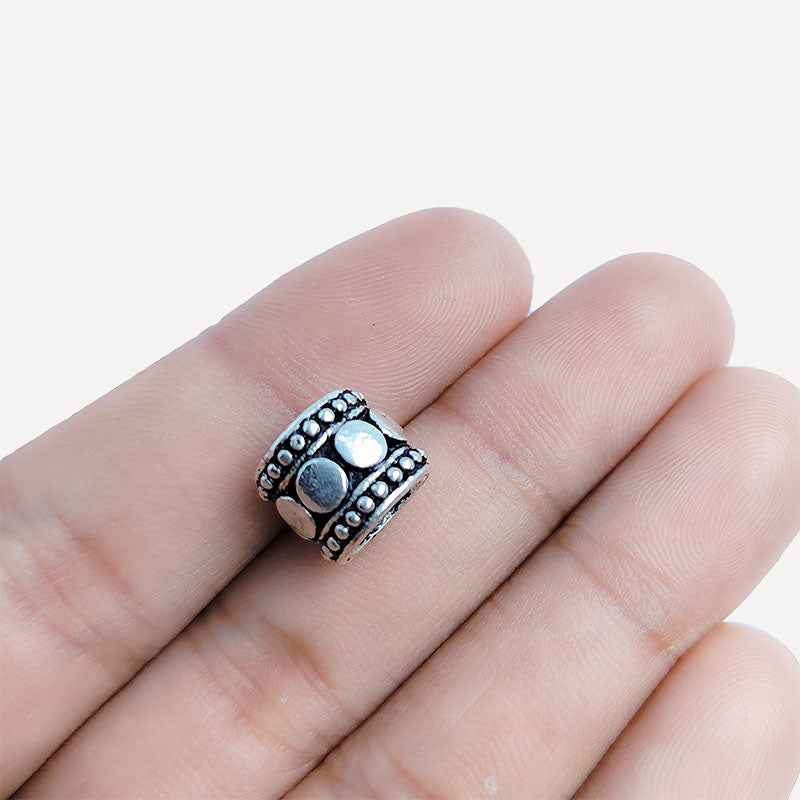 Silver Overlay Over Copper handcrafted spacer bead from India with antique finish