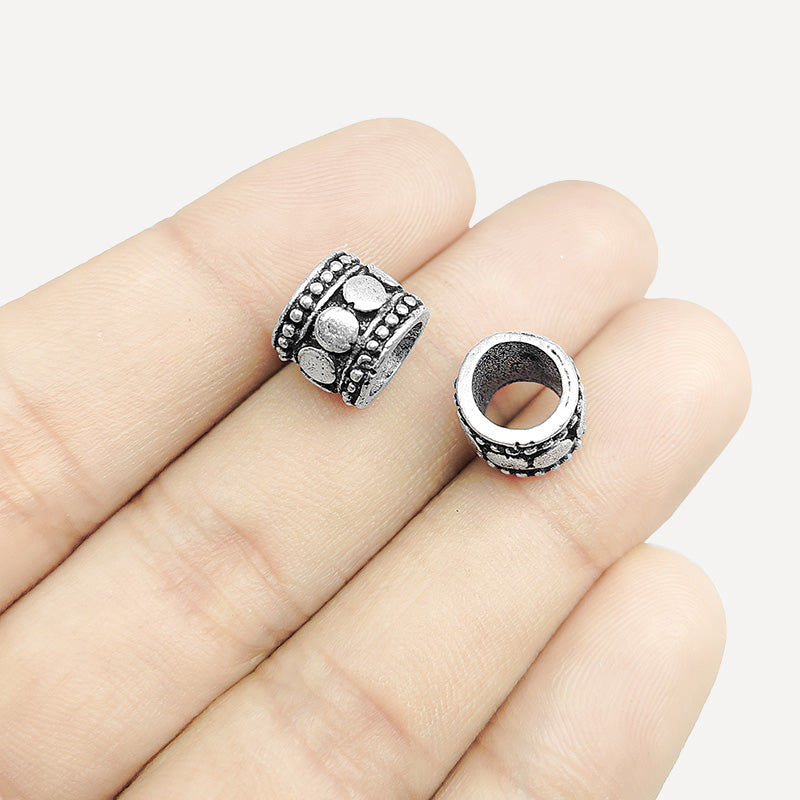 Silver Overlay Over Copper handcrafted spacer bead from India with antique finish