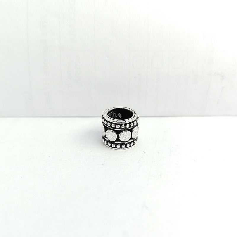Silver Overlay Over Copper handcrafted spacer bead from India with antique finish