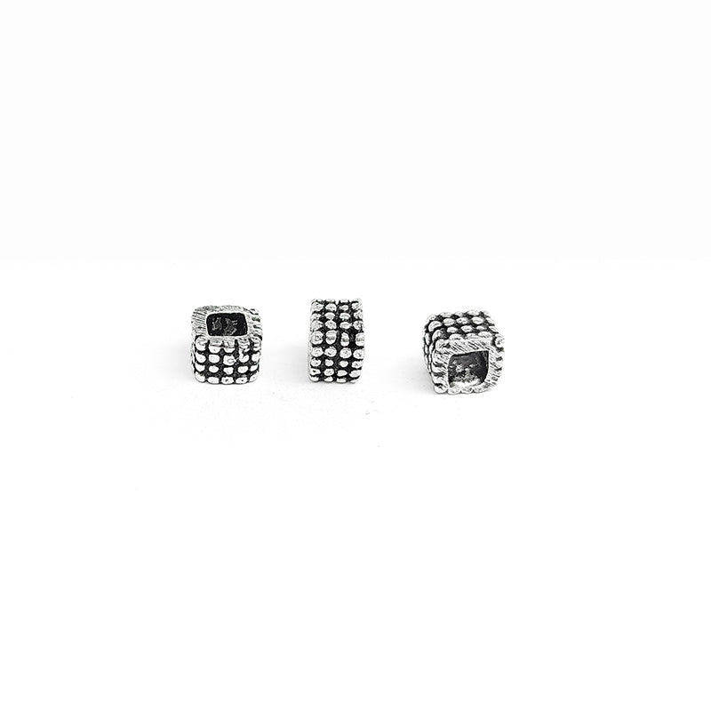 Silver Overlay Over Copper spacer bead with Indian handcrafted design and antique silver finish for retail jewelry