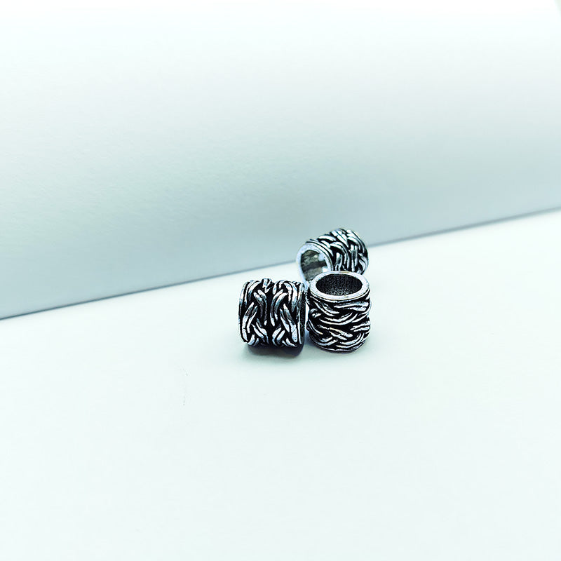Silver Overlay Over Copper handcrafted spacer bead with antique silver finish inspired by Indian jewelry