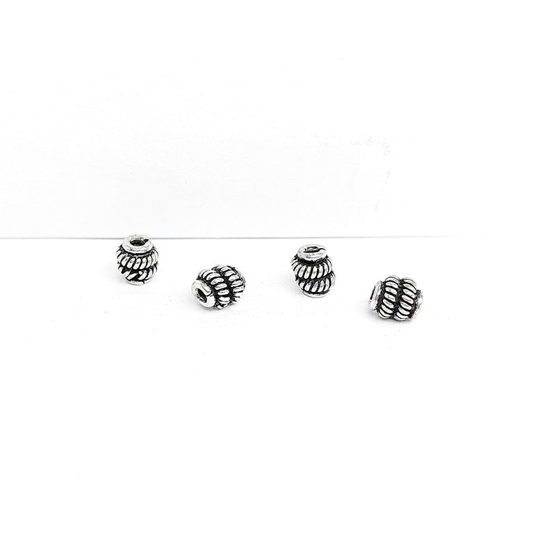 Silver Overlay Over Copper vintage handcrafted ribbed spacer from India for jewelry making