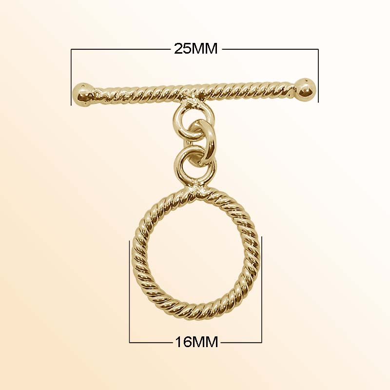 Handmade 18K gold plated rope toggle clasp with polished finish, crafted in India for bracelets and necklaces