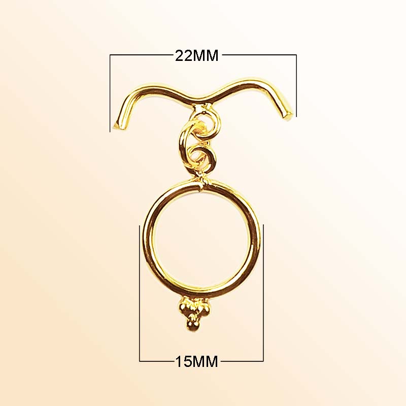 Handmade 18K gold plated grooved toggle clasp with polished finish, crafted in India for bracelets and necklaces