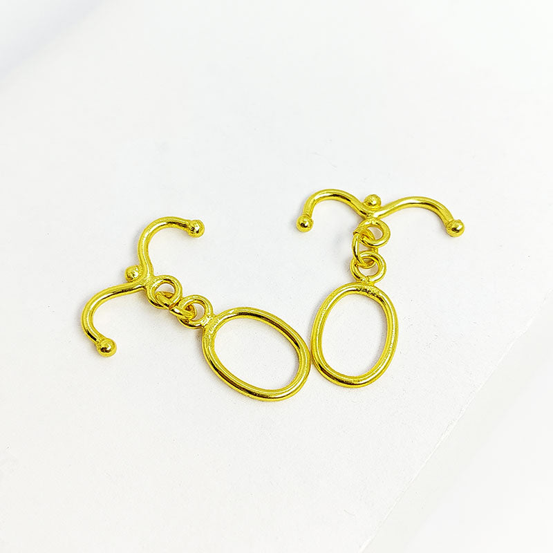 Elegant 18K Gold Overlay Oval Ring Toggle Clasp with curved bar and polished finish, handcrafted in India for retail jewelry use