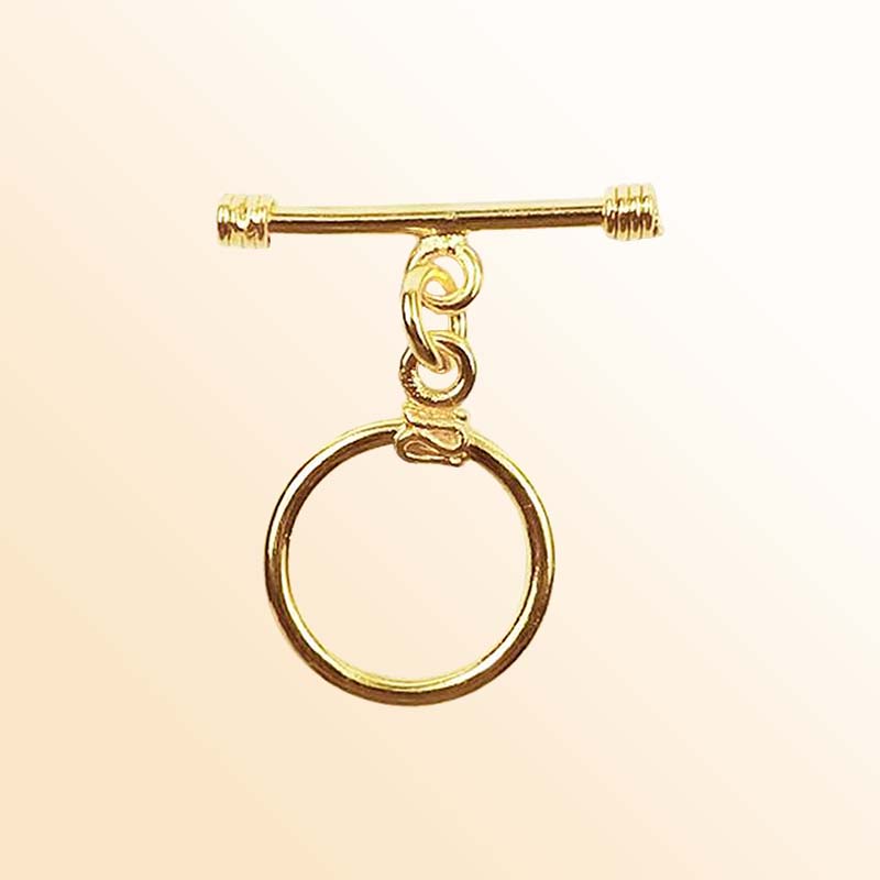 Handmade 18K Gold Overlay Toggle Clasp with polished finish for necklaces and bracelets