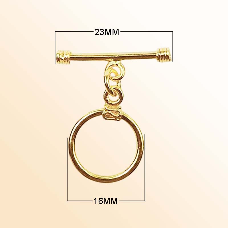 Handmade 18K Gold Overlay Toggle Clasp with polished finish for necklaces and bracelets