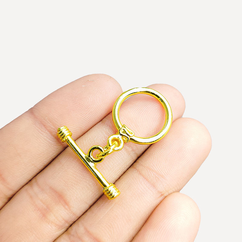 Handmade 18K Gold Overlay Toggle Clasp with polished finish for necklaces and bracelets
