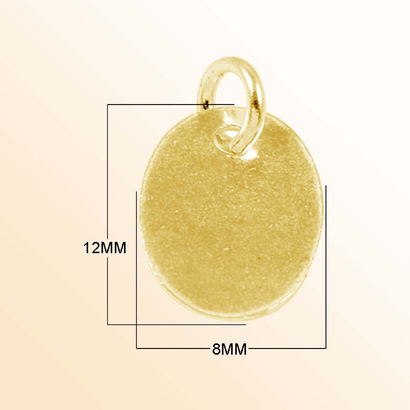 Handmade 18K Gold Overlay Oval Charm Pendant with polished golden finish for necklaces and bracelets
