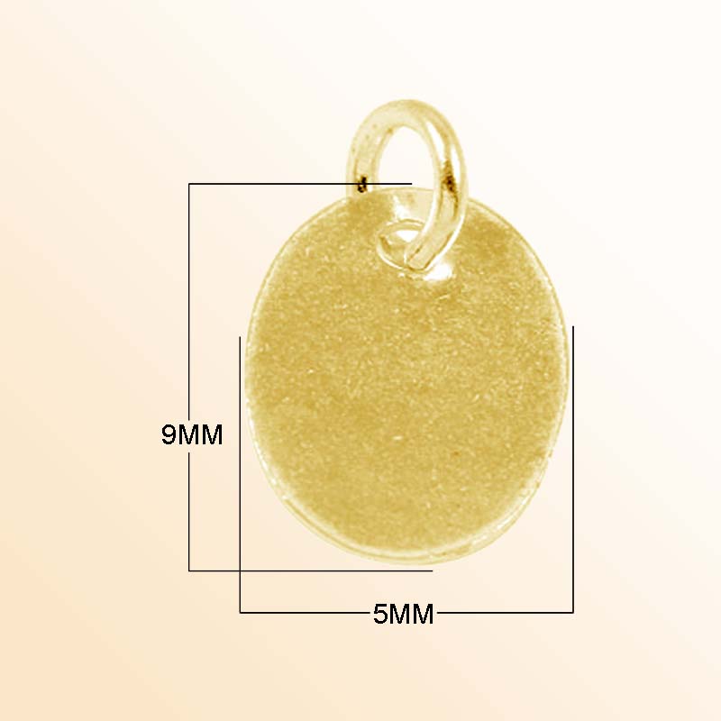 Handmade 18K Gold Overlay Oval Charm Pendant with polished golden finish for necklaces and bracelets