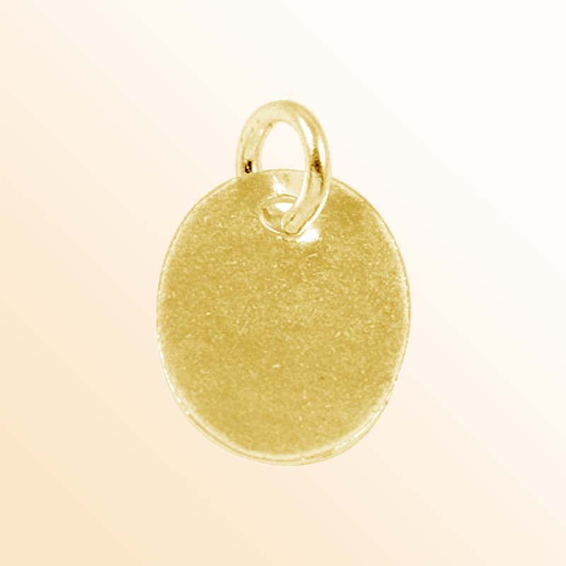 Handmade 18K Gold Overlay Oval Charm Pendant with polished golden finish for necklaces and bracelets
