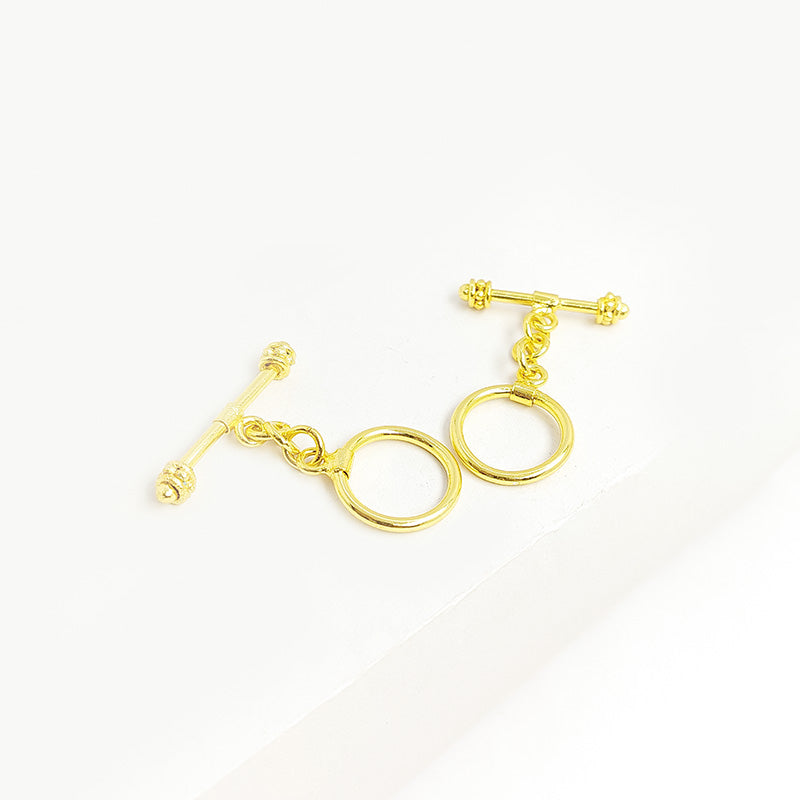 Handmade 18K Gold Overlay Decorative Bar Toggle Clasp with polished golden finish for necklaces and bracelets