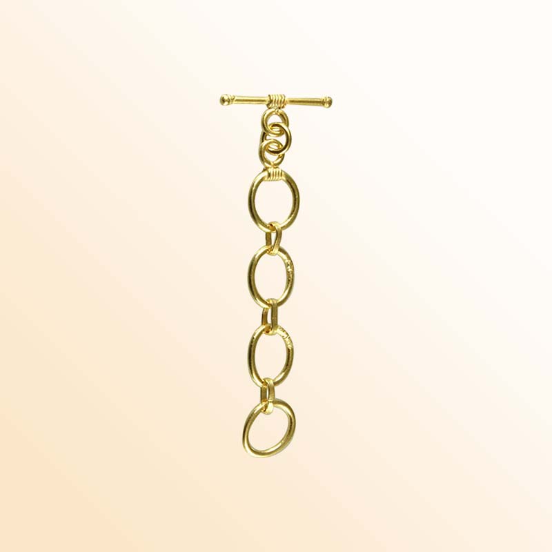 Handmade 18K Gold Overlay Multi-Link Toggle Clasp with polished golden finish for necklaces and bracelets