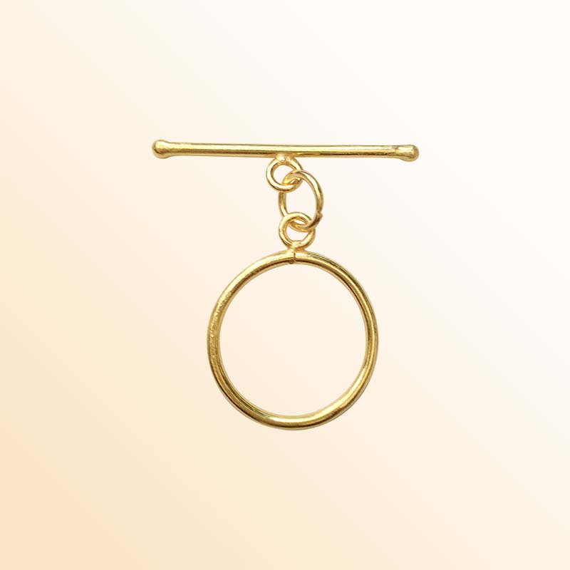 Handmade 18K Gold Overlay Polished Round Toggle Clasp with golden finish for bracelets and necklaces