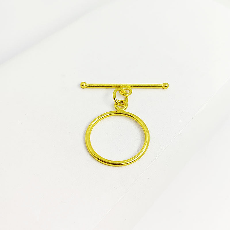 Handmade 18K Gold Overlay Polished Round Toggle Clasp with golden finish for bracelets and necklaces