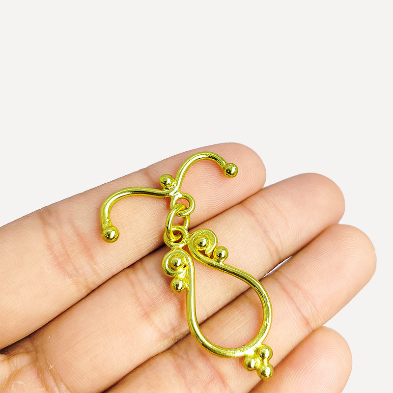 Handmade 18K Gold Overlay Decorative Teardrop Toggle Clasp with polished golden finish for bracelets and necklaces