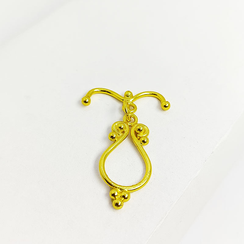 Handmade 18K Gold Overlay Decorative Teardrop Toggle Clasp with polished golden finish for bracelets and necklaces