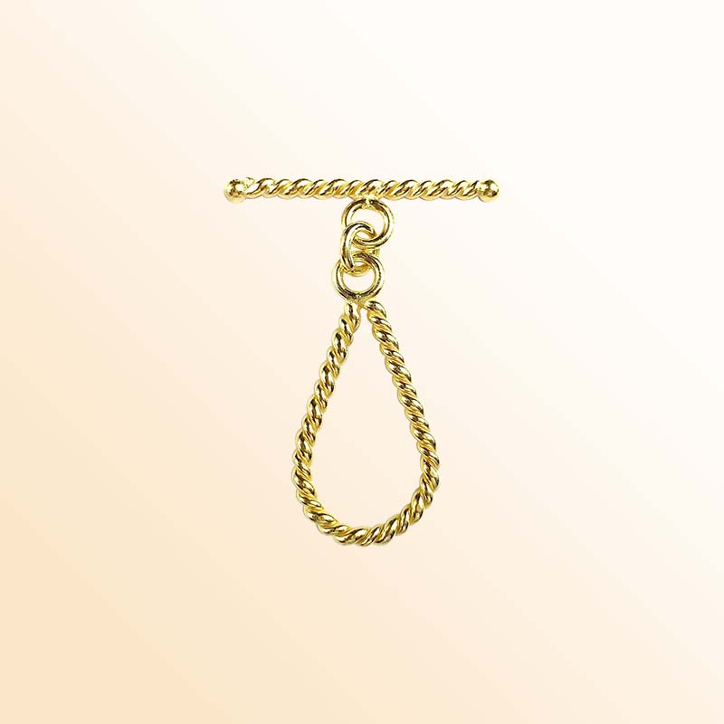 Handmade 18K Gold Overlay Teardrop Rope Toggle Clasp for necklaces and bracelets