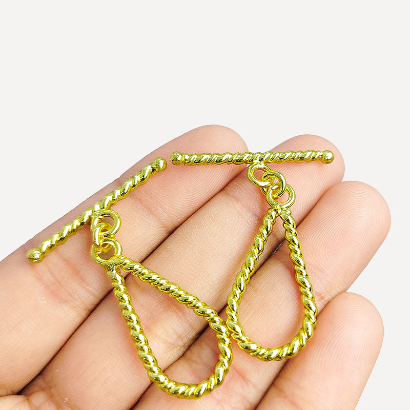 Handmade 18K Gold Overlay Teardrop Rope Toggle Clasp for necklaces and bracelets