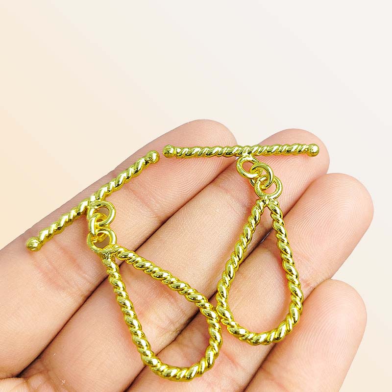 Handmade 18K Gold Overlay Teardrop Rope Toggle Clasp for necklaces and bracelets