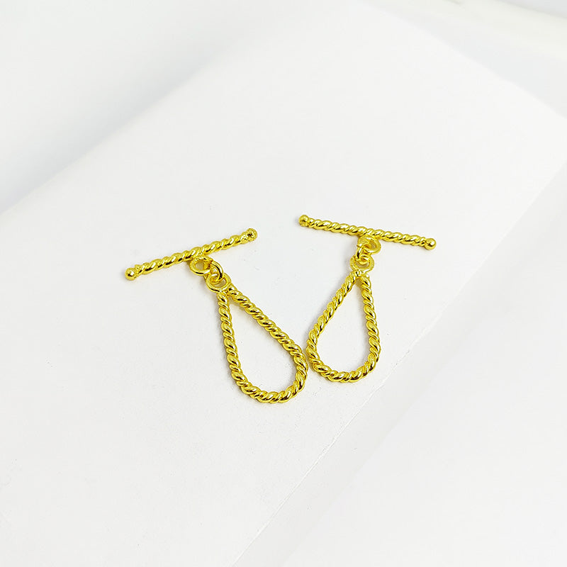 Handmade 18K Gold Overlay Teardrop Rope Toggle Clasp for necklaces and bracelets