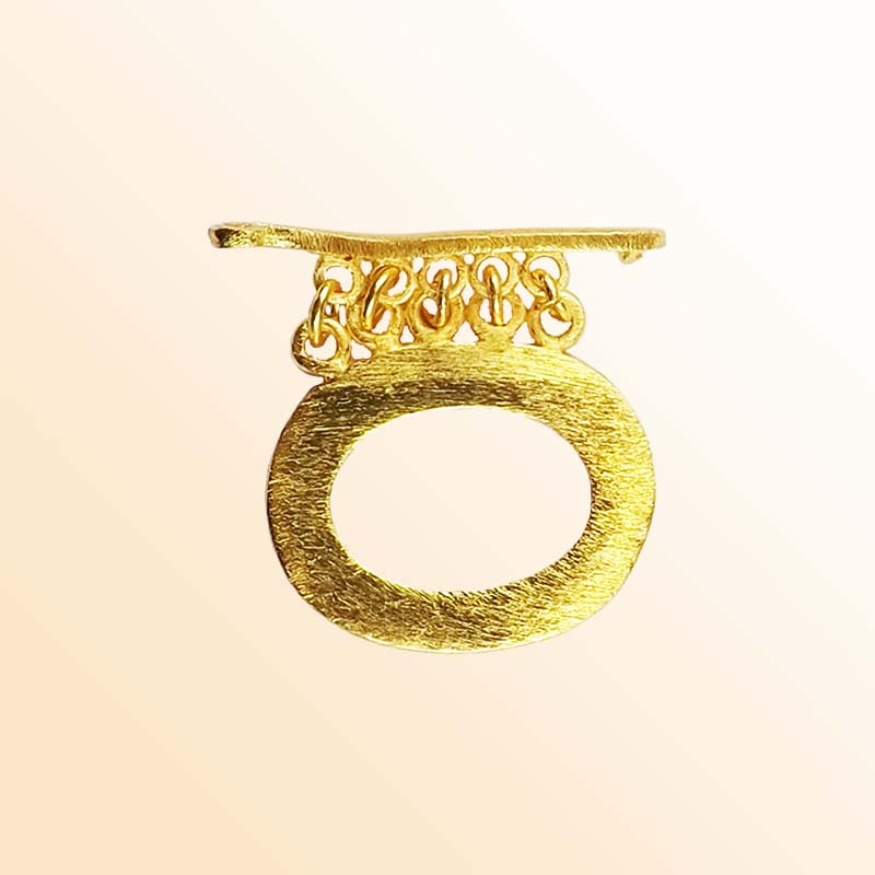 Handmade 18K Gold Overlay Toggle Clasp with textured oval loop for jewelry making