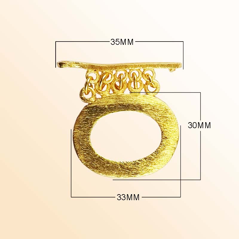 Handmade 18K Gold Overlay Toggle Clasp with textured oval loop for jewelry making