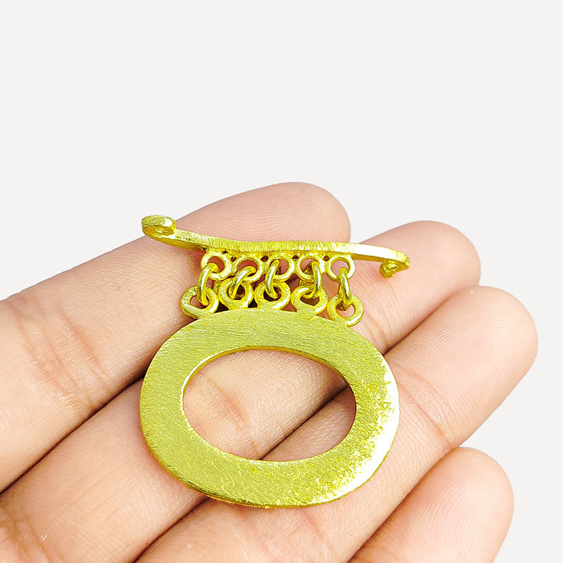Handmade 18K Gold Overlay Toggle Clasp with textured oval loop for jewelry making