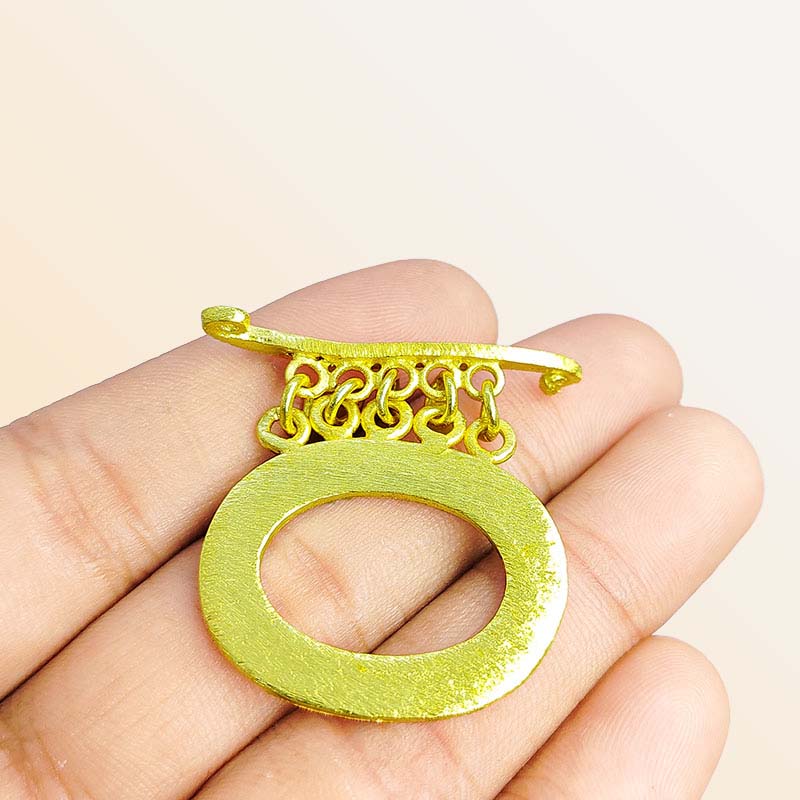 Handmade 18K Gold Overlay Toggle Clasp with textured oval loop for jewelry making