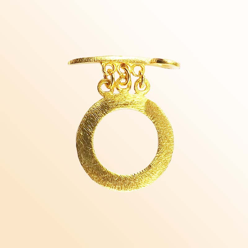 Handmade 18K Gold Overlay Toggle Clasp with textured round loop for jewelry making