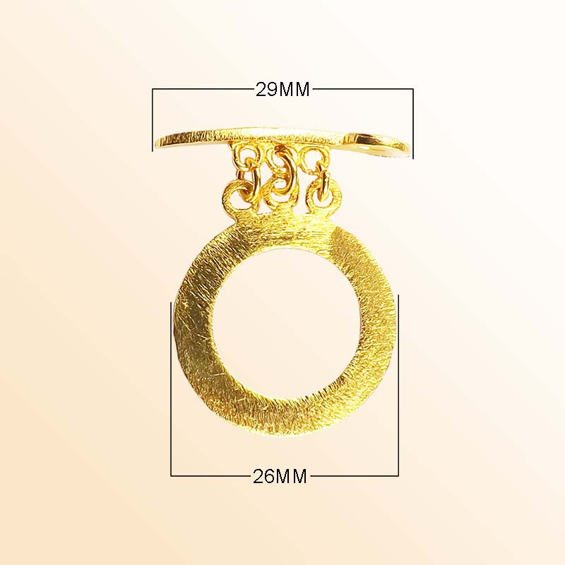 Handmade 18K Gold Overlay Toggle Clasp with textured round loop for jewelry making